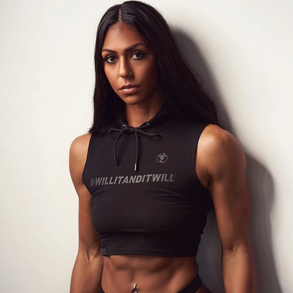 SLEEVELESS CROPPED HOODIE